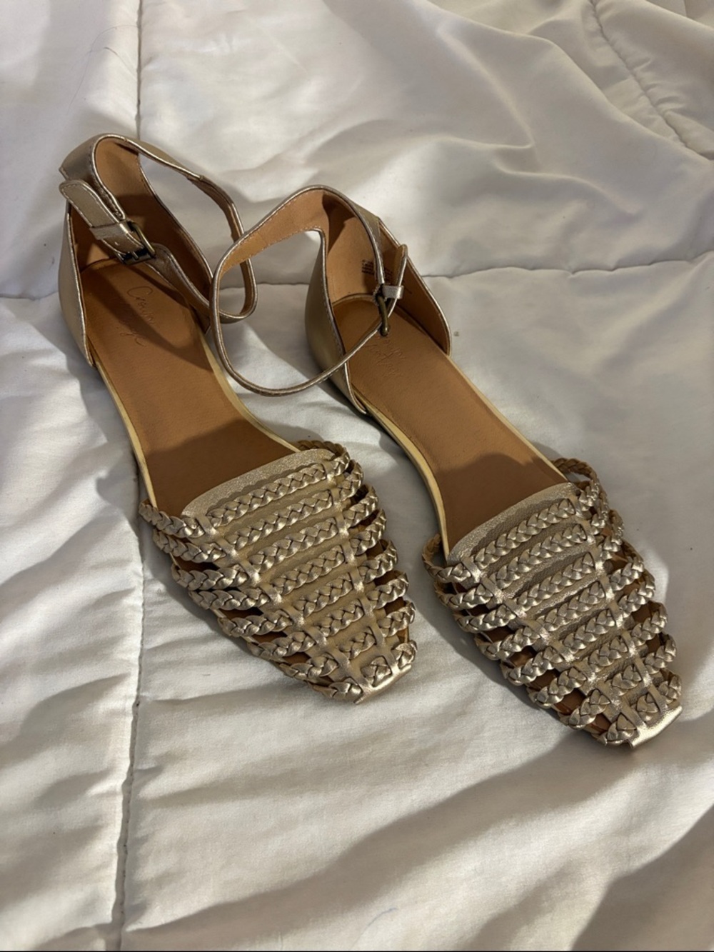 Crown Vintage Braided Soft Gold Gladiator Retro Style Flats
